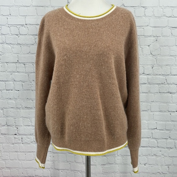 Maeve Anthropologie Brown Taupe 100% Cashmere Luxury Long Sleeve Sweater Soft - Picture 1 of 7